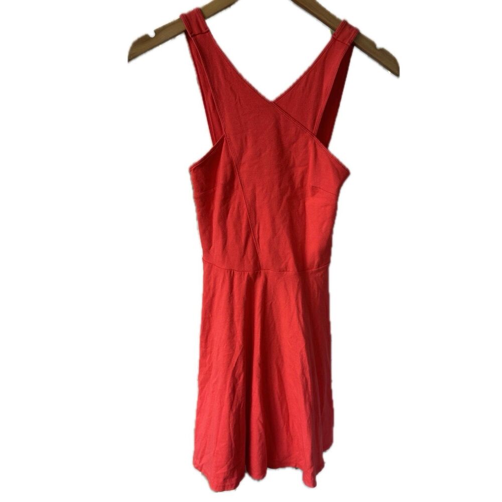 Hollister Women's Cute Solid Salmon High V Neck Fit Flare Mod Mini Dress XS